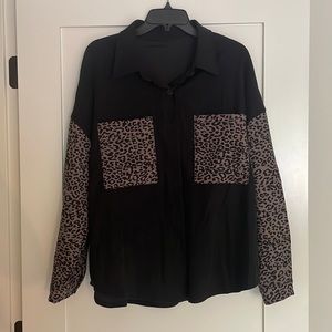SHEIN cheetah button down